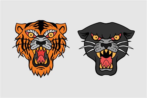 tiger and black panther illustration print on t-shirts,jacket,souvenirs ...