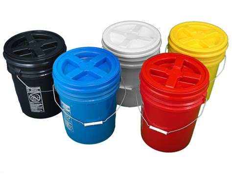 Bucket Kit, Five Colored 5 Gallon Buckets with Matching Gamma Seal Lids ...