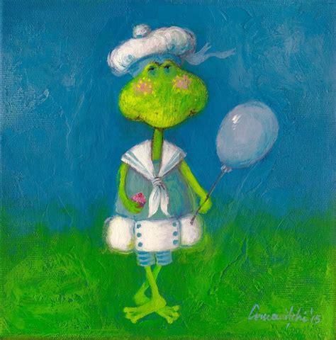 Original Whimsical Frog Painting Acrylic on Stretched Canvas