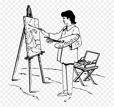 Painting Easel Black And White Drawing Art - Drawing Of A Person ...