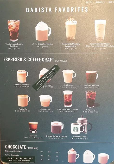 Starbucks Menu (2024) — Starbucks Coffee Prices, Food & More