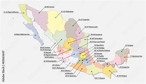 mexico postal code areas map Stock Vector | Adobe Stock