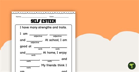 Building Self-Esteem Worksheet | Teach Starter