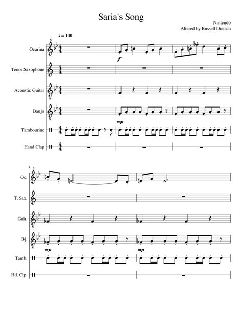 Saria's Song sheet music for Other Woodwinds, Tenor Saxophone, Guitar ...