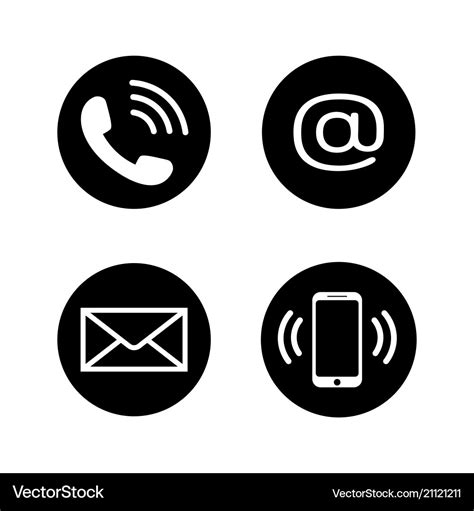 Contact icons in flat style Royalty Free Vector Image