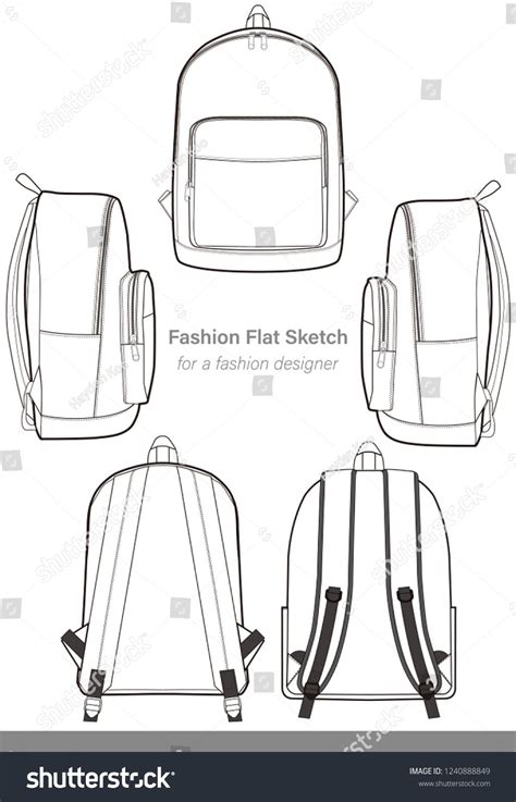 Backpack Design Illustration Flat Sketches Template Stock Vector ...