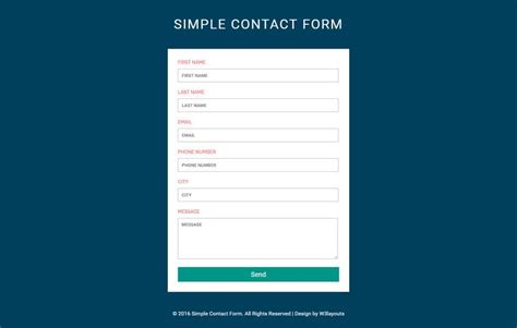 Contrat type transport: Contact form html template