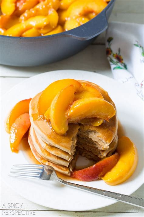 Cinnamon Pancakes + Peach Syrup Recipe