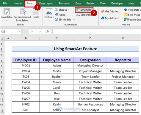 How to Make Hierarchy Chart in Excel (3 Easy Ways) - ExcelDemy