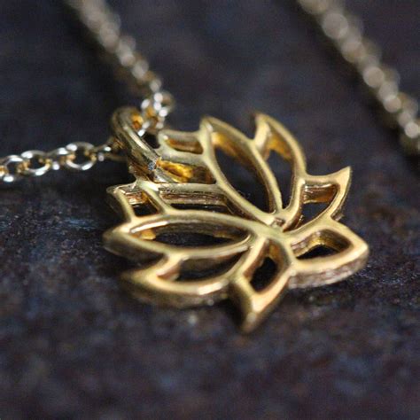 Gold Lotus Necklace - Gold Lotus Flower Charm Necklace