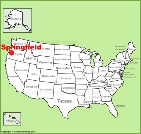 Springfield (Oregon) location on the U.S. Map - Ontheworldmap.com