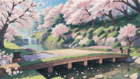 Sakura Garden during Spring Time Visual Novel Anime Manga Background ...