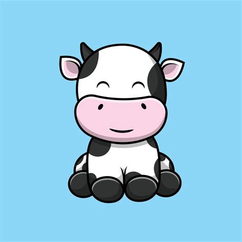 a cartoon cow sitting down with its eyes closed