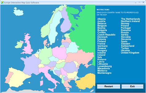 Europe Interactive Map Quiz Software