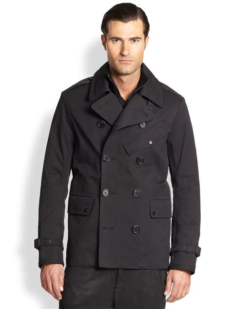 Ralph lauren black label Twill Rally Pea Coat in Blue for Men | Lyst