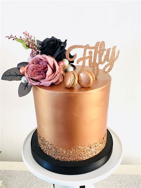 Rose gold / bronze birthday cake | 50th birthday cake for women, 50th ...