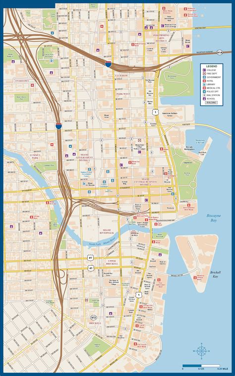 Miami downtown map - Map of downtown Miami (Florida - USA)