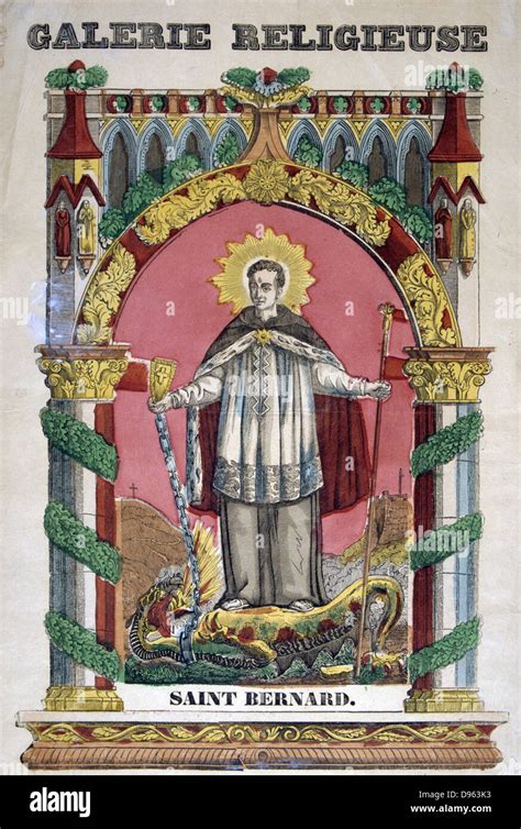 St Bernard of Clairvaux (1091-1153). French 19th century coloured wood ...