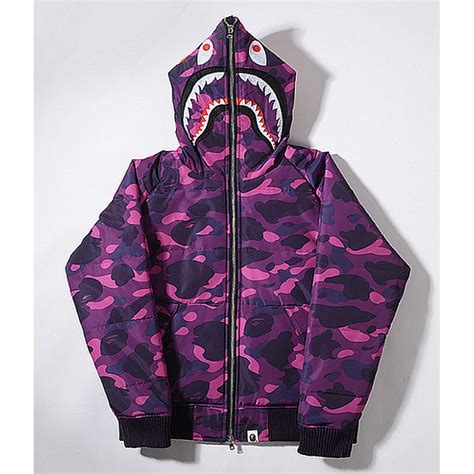 A Bathing Ape Bape WGM Camo Shark Hoodie (Purple)