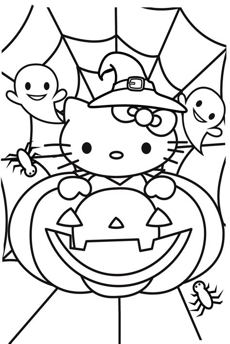 Hello Kitty Halloween Witch Coloring Page - Free Printable Coloring Pages