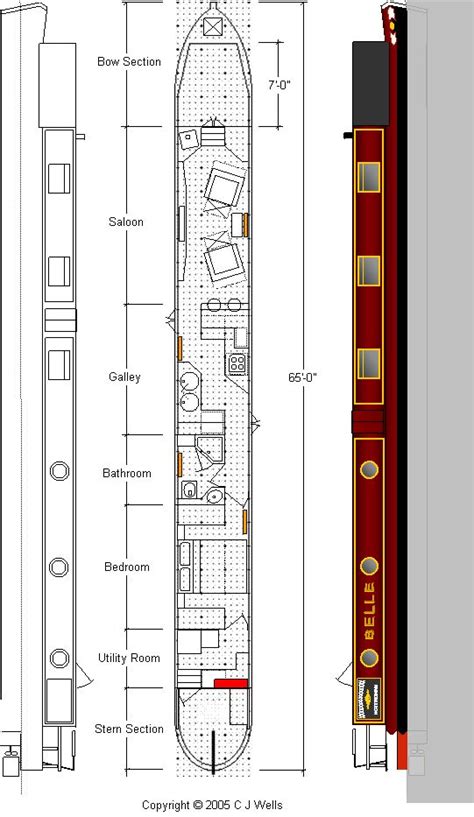 65' Layout | Boat house interior, Narrowboat interiors, Boat interior ...