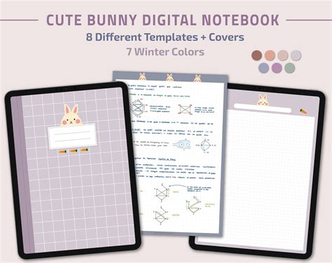 Cute Bunny Digital Notebook, Paper Templates for Ipad, Goodnotes ...