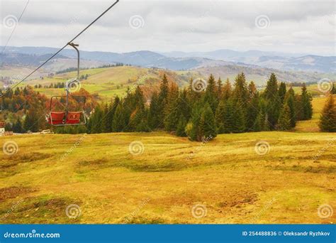 Cableway and Ski Lifts at Mountains Stock Photo - Image of nature ...