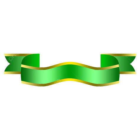 Green Ribbon Gold Lines, Ribbon Banner, Ribbon Badge, Gold Edges PNG ...