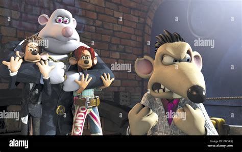 Studio Publicity Still from "Flushed Away" Roddy, Rita, Whitey, Spike ...