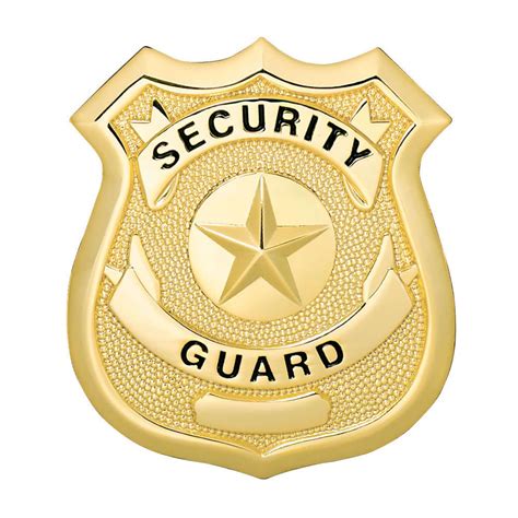 Security Guard Star Center Shield Badge Gold