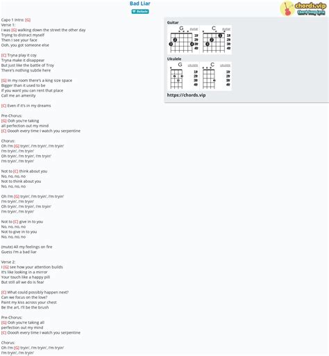 Chord: Bad Liar - tab, song lyric, sheet, guitar, ukulele | chords.vip