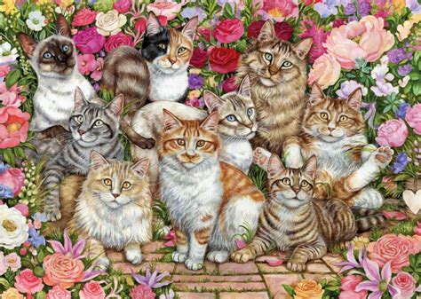 Floral Cats 1000 Piece Jigsaw Puzzle - Falcon de luxe- Puzzle Palace Aust