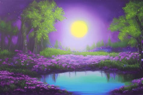 Moonlight Magic Forest Painting · Creative Fabrica