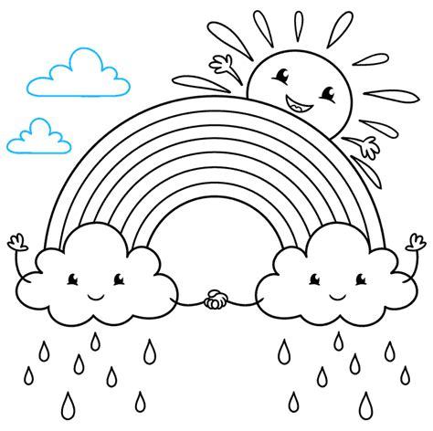 How to Draw a Cute Rainbow and Clouds - Really Easy Drawing Tutorial