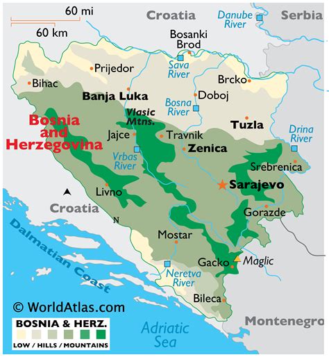 Bosnia and Herzegovina Large Color Map