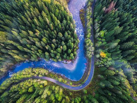 HD wallpaper: Mountain Loop Highway, Aerial view, Drone photo, 4K ...