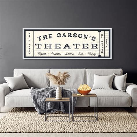 Movie Theater Sign Personalized Movie Room Sign Large Home - Etsy