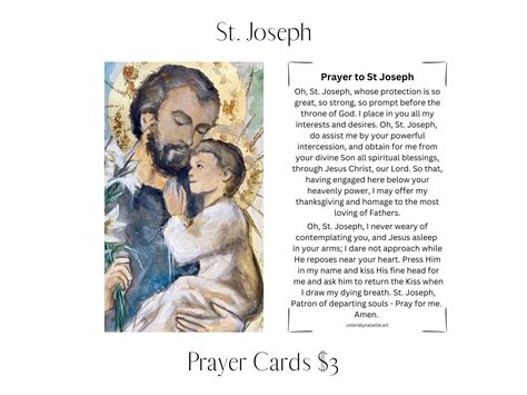 Protection Prayer Card St. Joseph Prayer Prayer to St. - Etsy