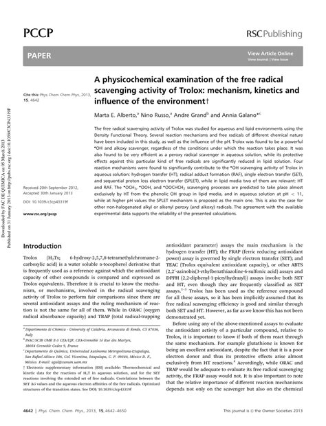 (PDF) A physicochemical examination of the free radical scavenging ...