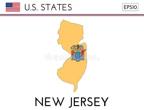 New Jersey USA State Map Shape with Flag. Map of New Jersey in the New ...