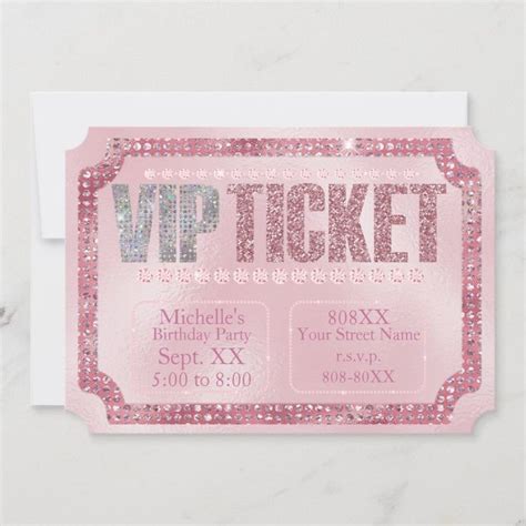 Glamorous Pink Diamonds VIP Ticket Invitation | Zazzle | Einladung ...