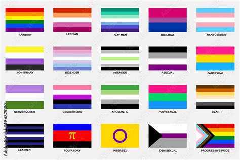 LGBT sexual identity pride flags collection. Rainbow lesbian gay ...