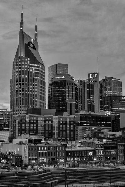 Nashville Skyline at Twilight - Black and White Photograph – Keith ...