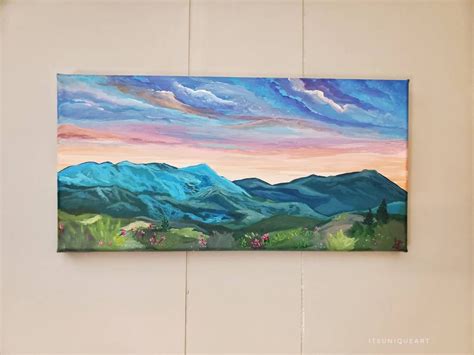 Colorful Mountain Sunset Acrylic Painting on Canvas Original - Etsy