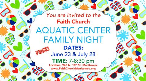 Faith Church Manitowoc | Family Night, Aquatic Center | Sun, Jun 23rd