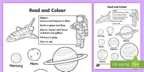 FREE! - Planet Read and Colour Activity (teacher made)