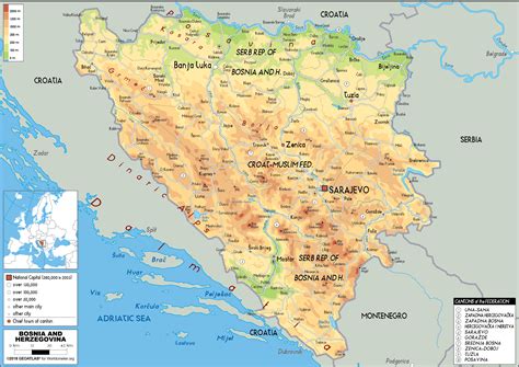 Bosnia and Herzegovina Map (Physical) - Worldometer