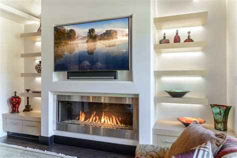 tv wall design with fireplace