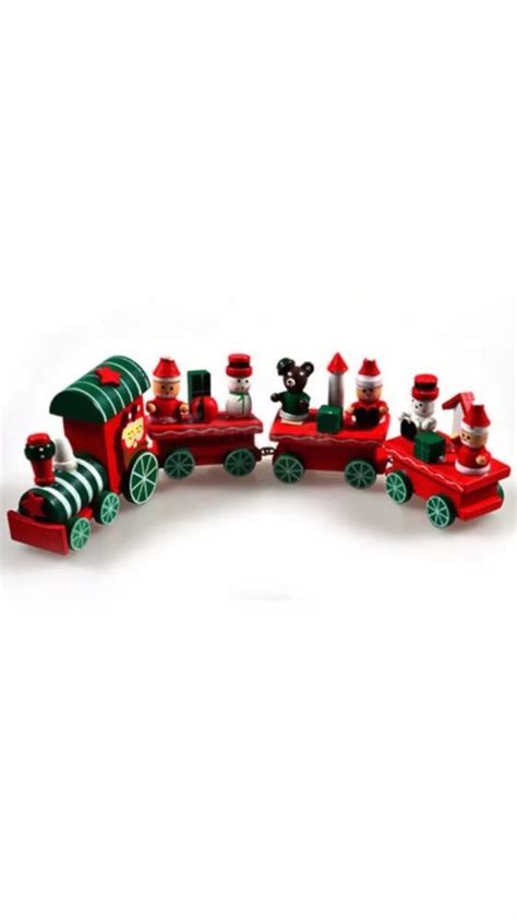 New 4 Piece Wooden Christmas Train Set/decoration Traditional/Vintage ...