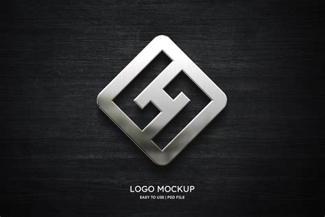 Premium PSD | Logo mockup on black wooden